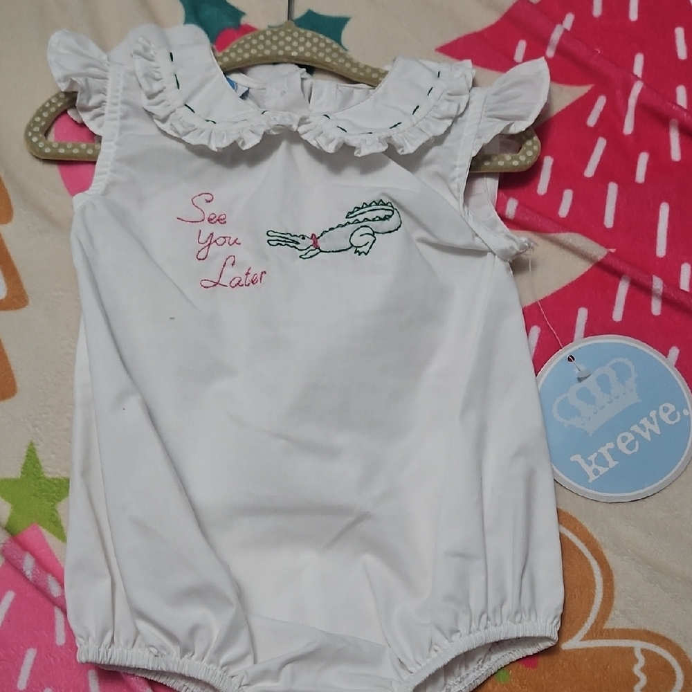 KREWE White and Green Baby Romper
